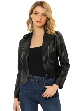 Allegra K- Zip Up Faux Leather Jackets