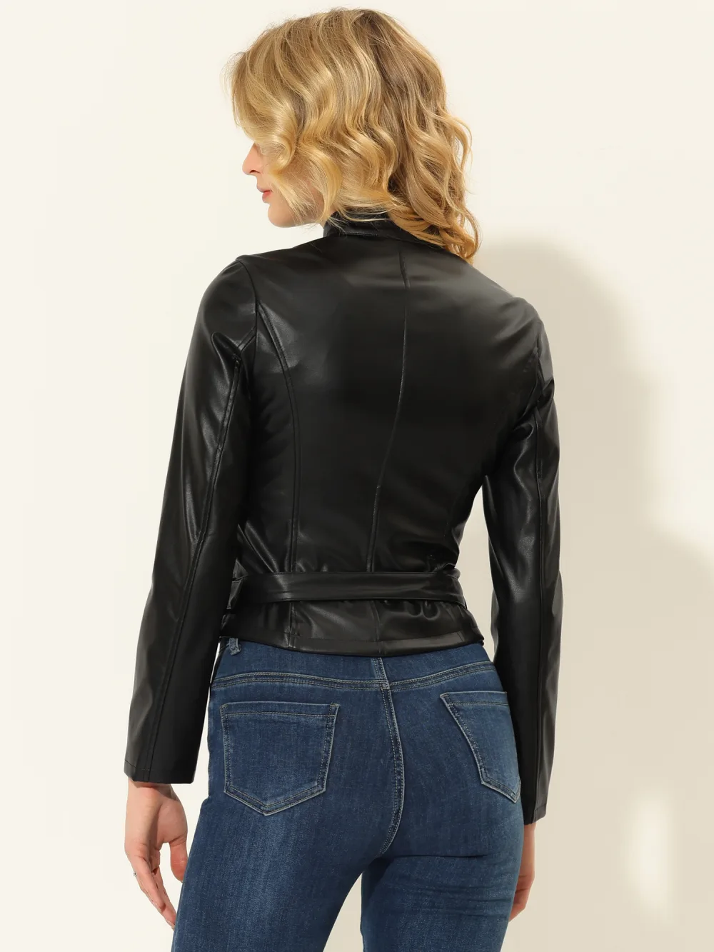 Allegra K- Zip Up Faux Leather Jackets