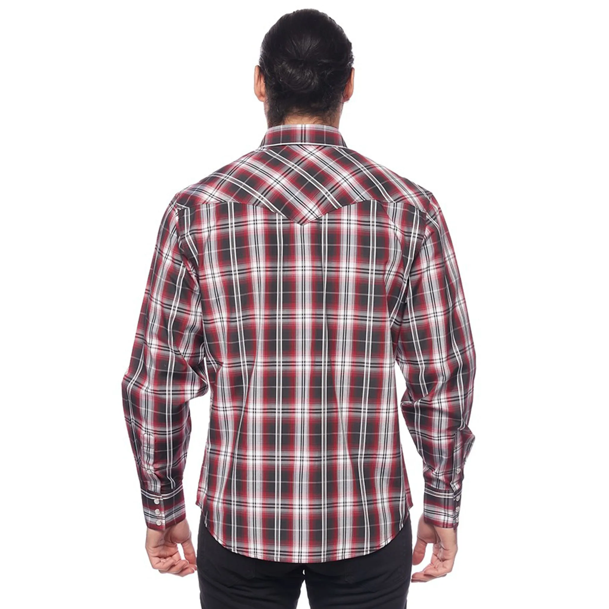 Avalon Men's Red/Grey/Black Plaid Long Sleeve