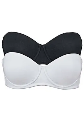 bonprix Pack of 2 Underwired Organic Cotton Strapless Bras