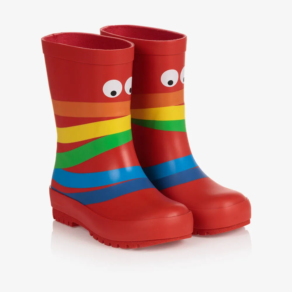 Boys Red Rainbow Rain Boots