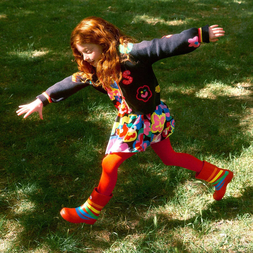 Boys Red Rainbow Rain Boots