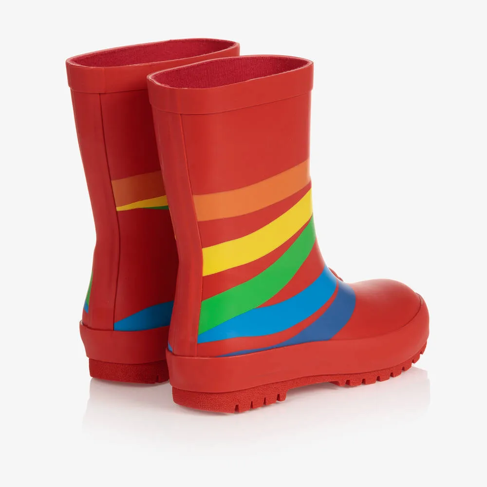 Boys Red Rainbow Rain Boots