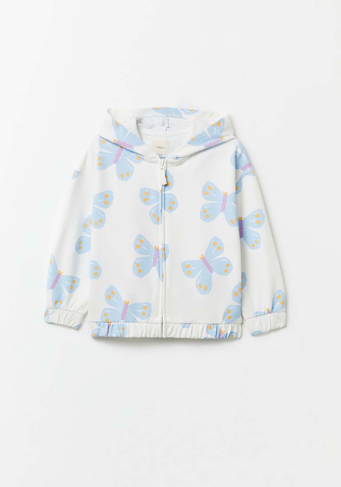 Butterfly Sweatshirt With Zip - White