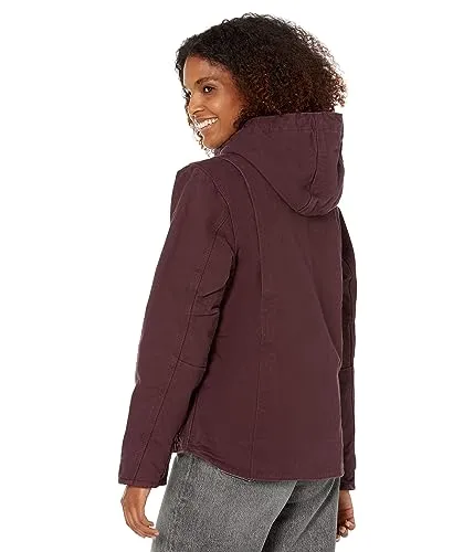 Carhartt 104292 Women's Loose Fit Washed Duck Sherpa Lined Jacket, BlackBerry, XX-Large