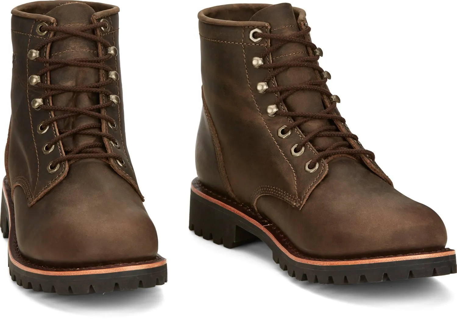 Chippewa Mens Classic 2.0 6in Lace Up Chocolate Apache Leather Work Boots