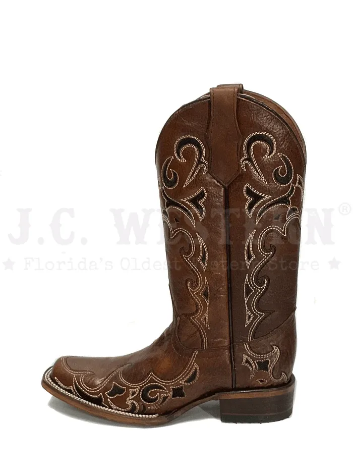 Circle G L5557 Ladies Embroidery Square Toe Boot Brown