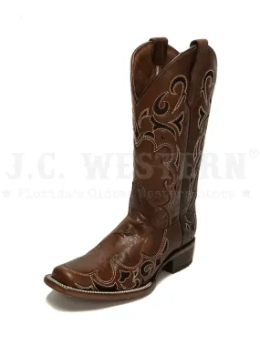 Circle G L5557 Ladies Embroidery Square Toe Boot Brown