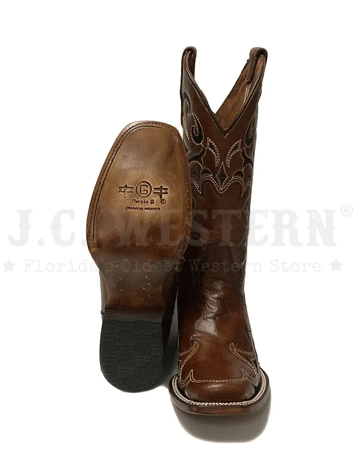 Circle G L5557 Ladies Embroidery Square Toe Boot Brown