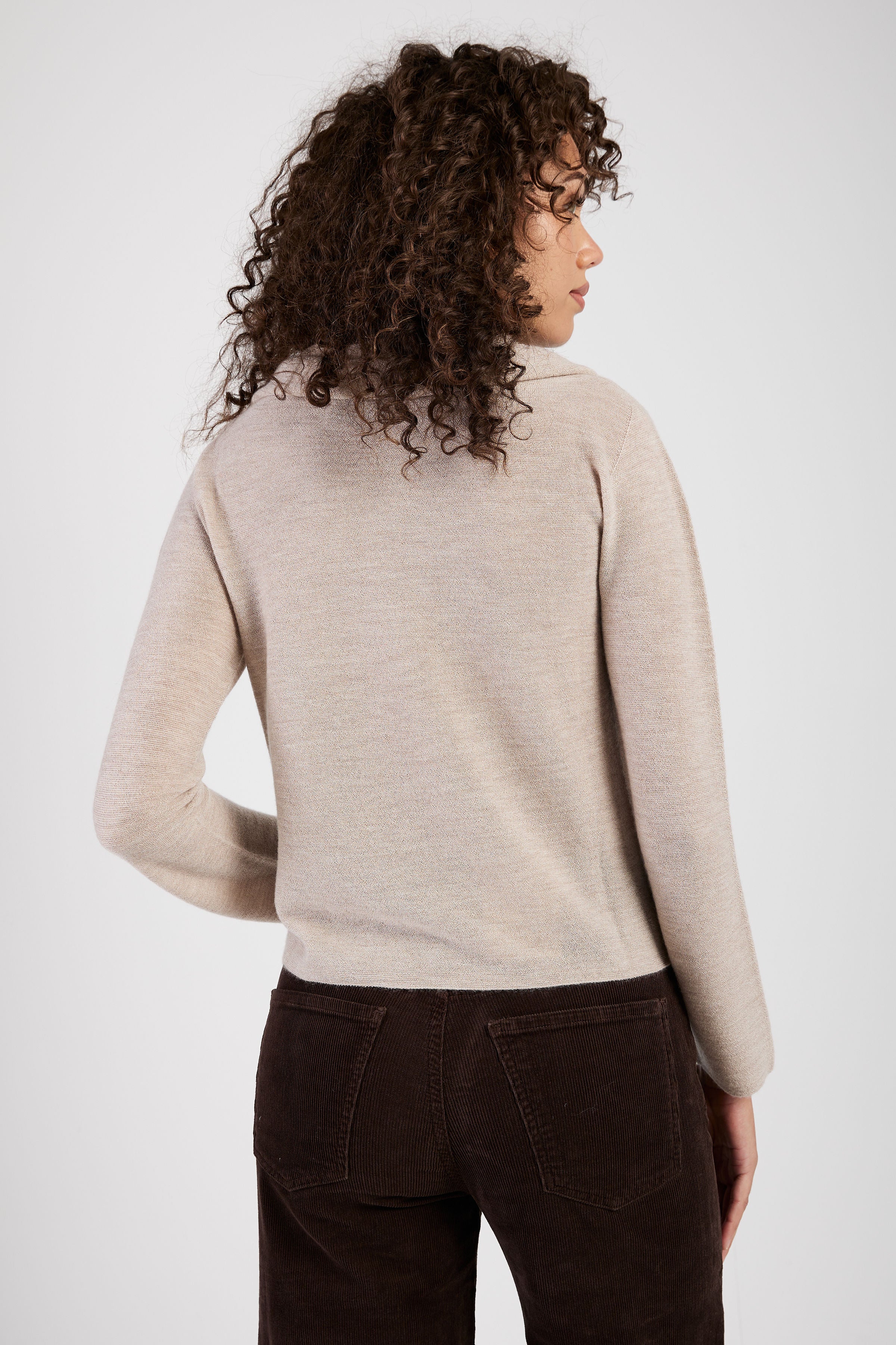 Cowl Neck Cashmere Sweater in Beige