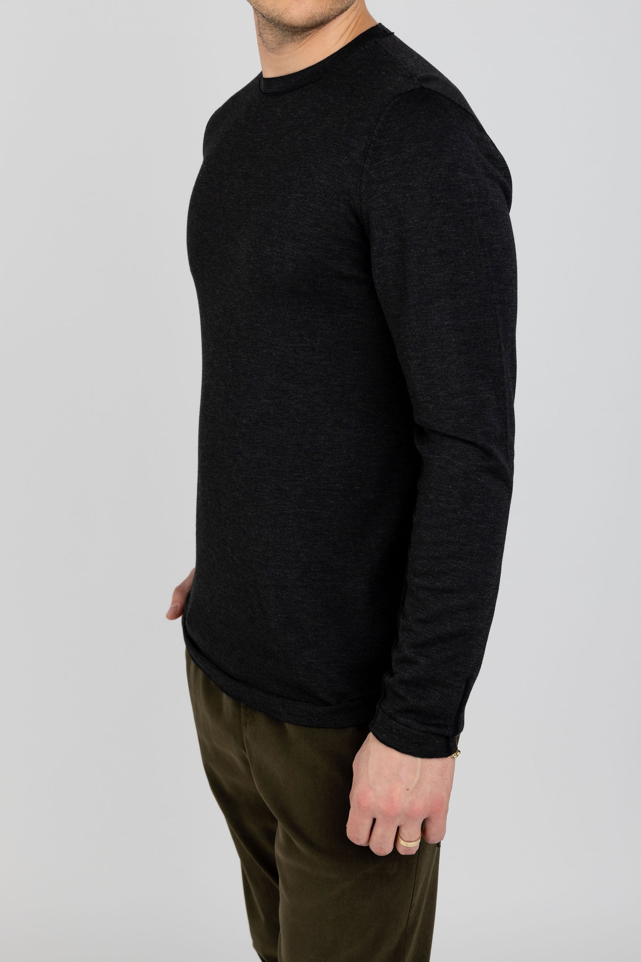 Crewneck Sweater in Grey Black