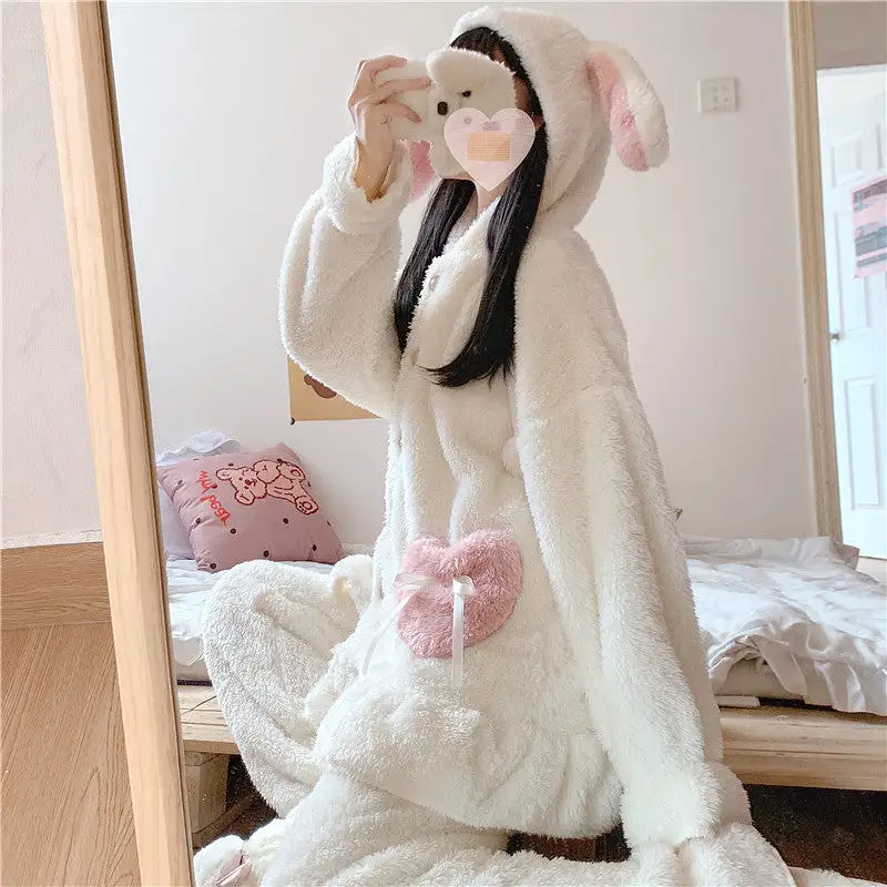 Cute Rabbit Ears Hooded Pajamas Set AD12813