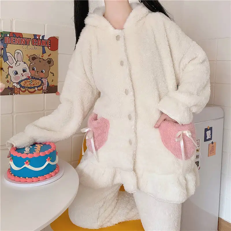 Cute Rabbit Ears Hooded Pajamas Set AD12813