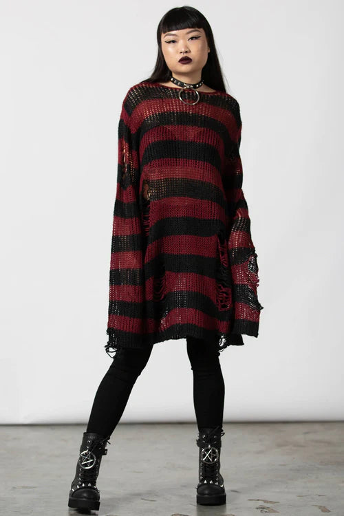 Dahlia Knit Sweater-Blk/Wine