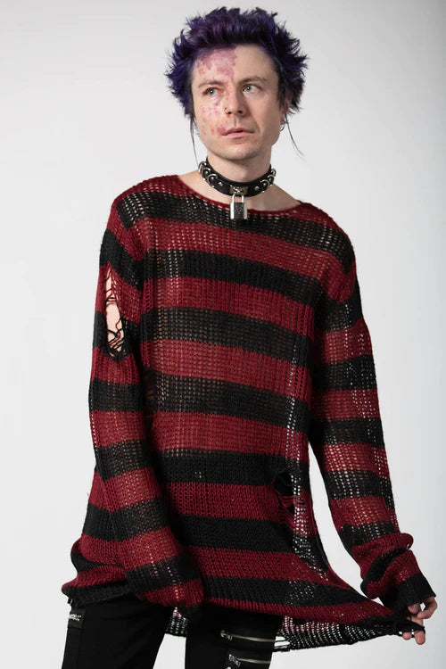 Dahlia Knit Sweater-Blk/Wine