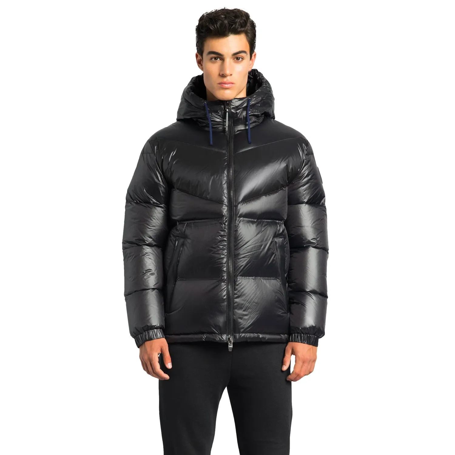 Dyna Men's Chevron Quilted Puffer Jacket Black