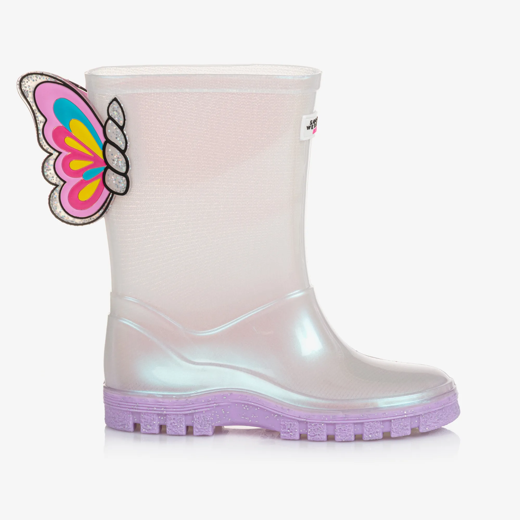 Girls White Butterfly Rain Boots