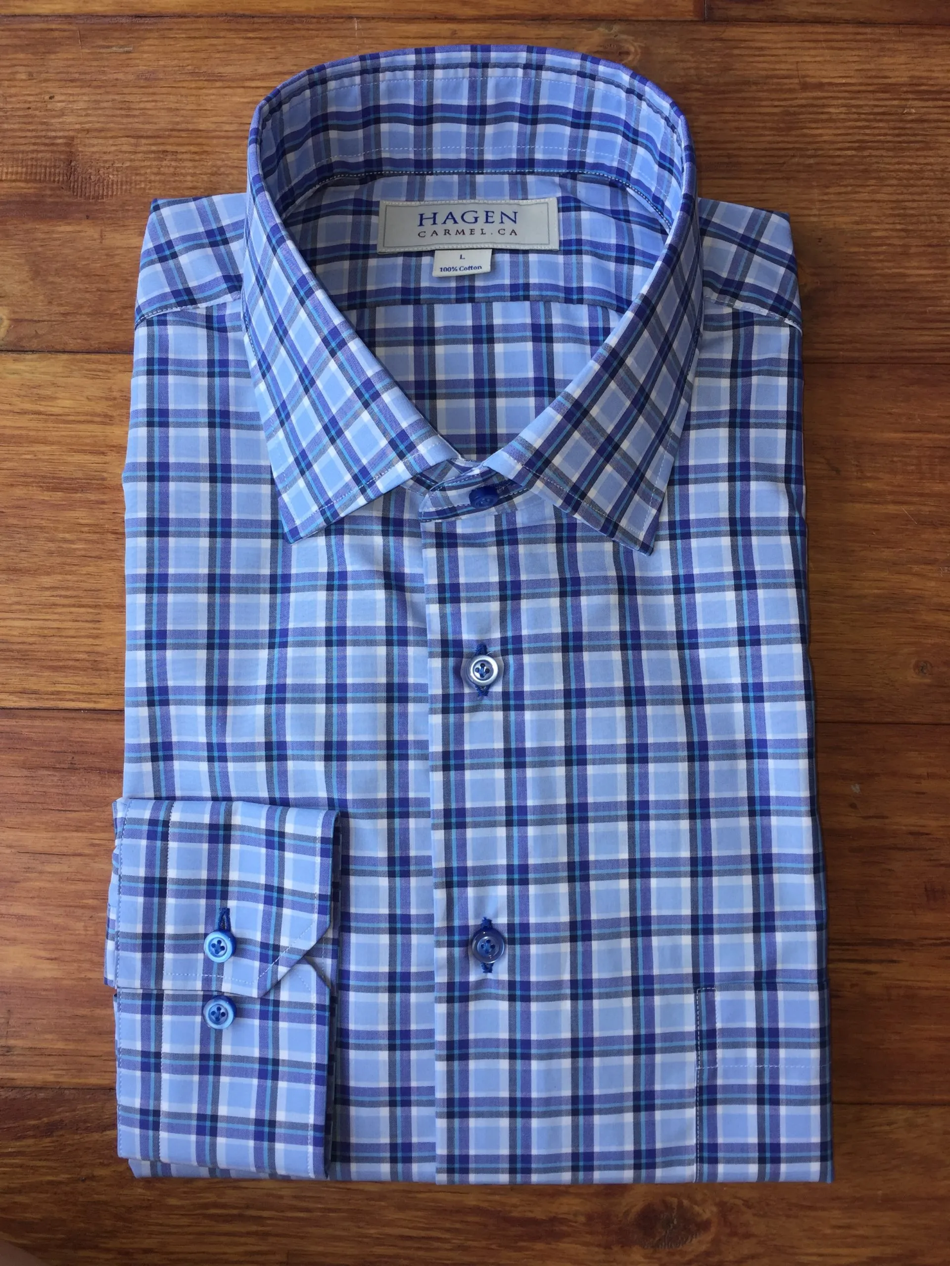 HAGEN Blue Plaid Sport Shirt