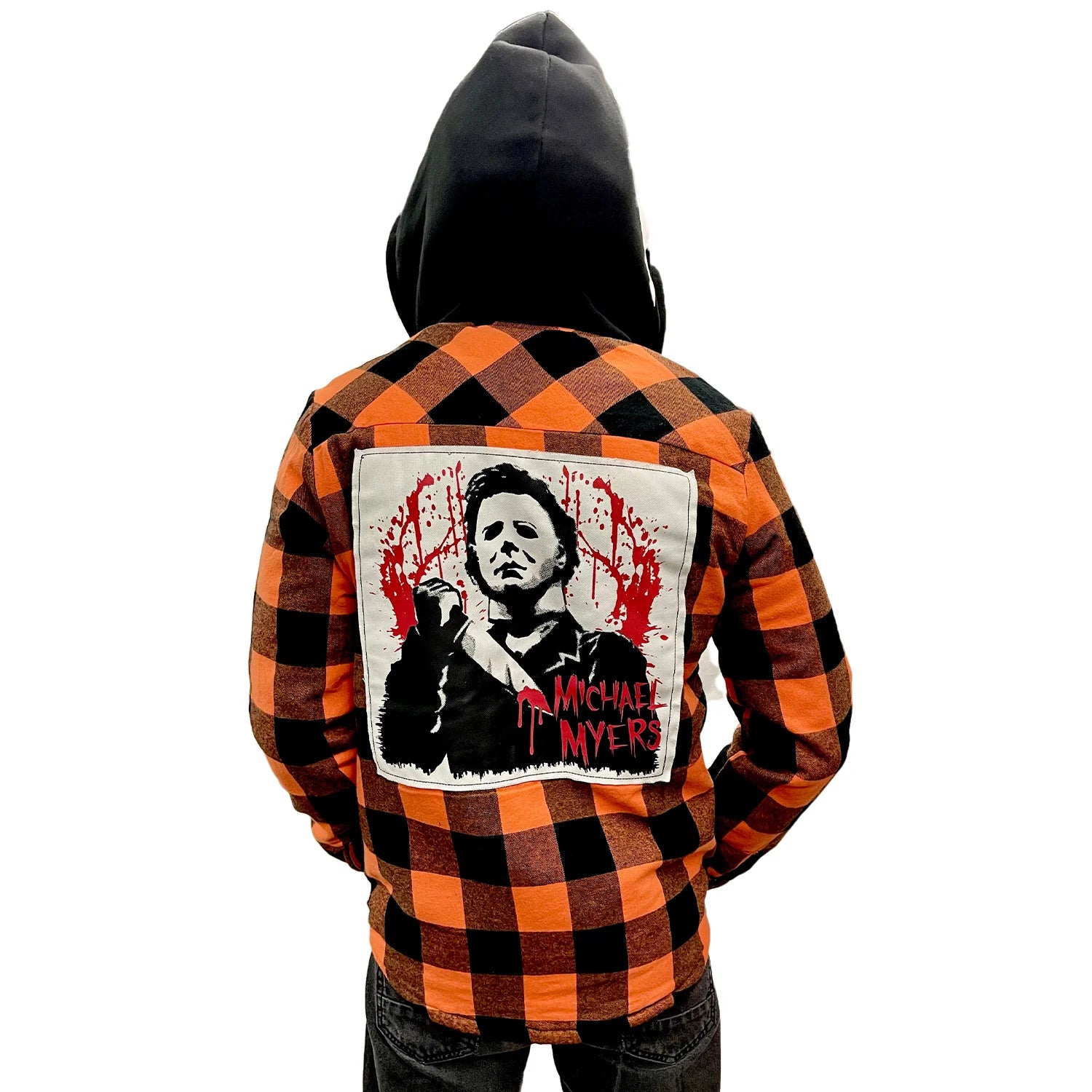 Halloween Flannel Button Hoodie