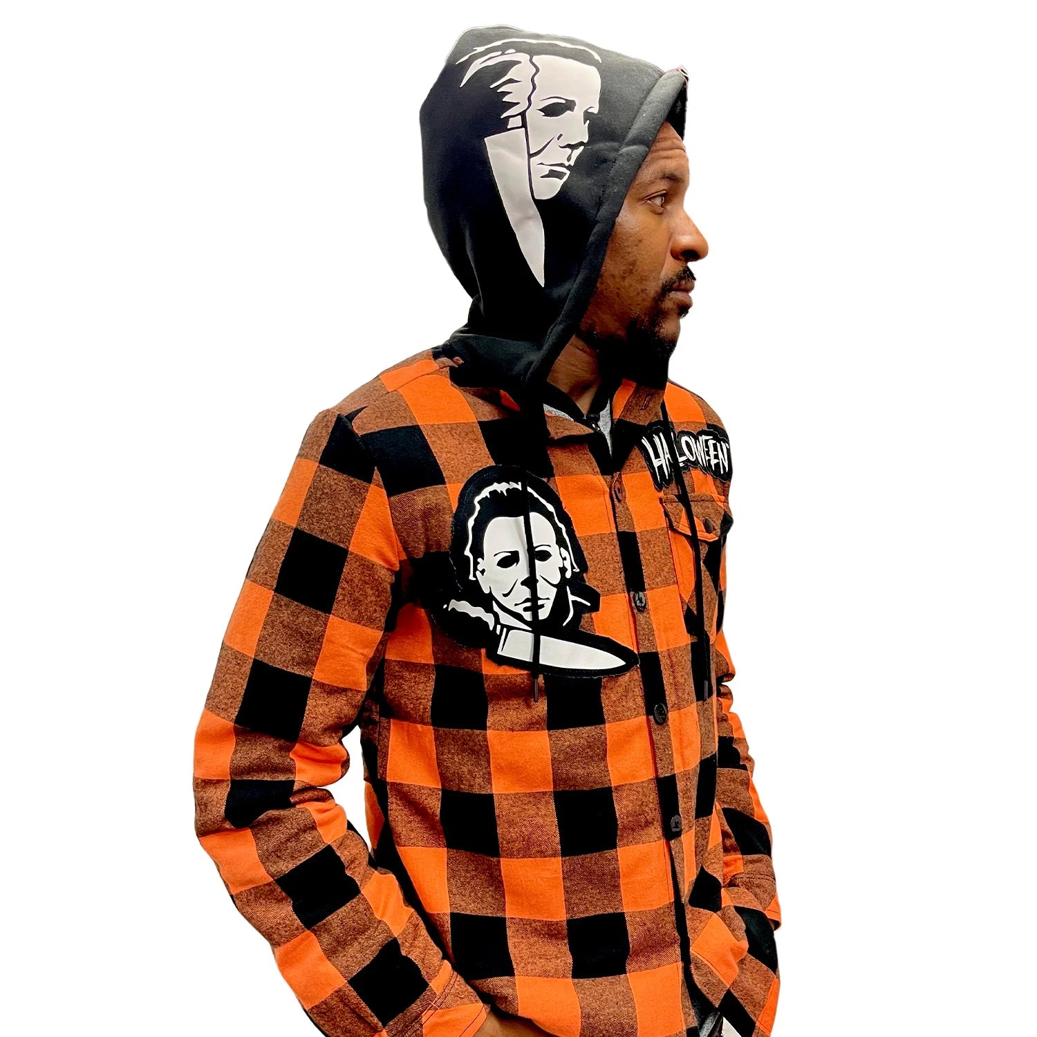 Halloween Flannel Button Hoodie