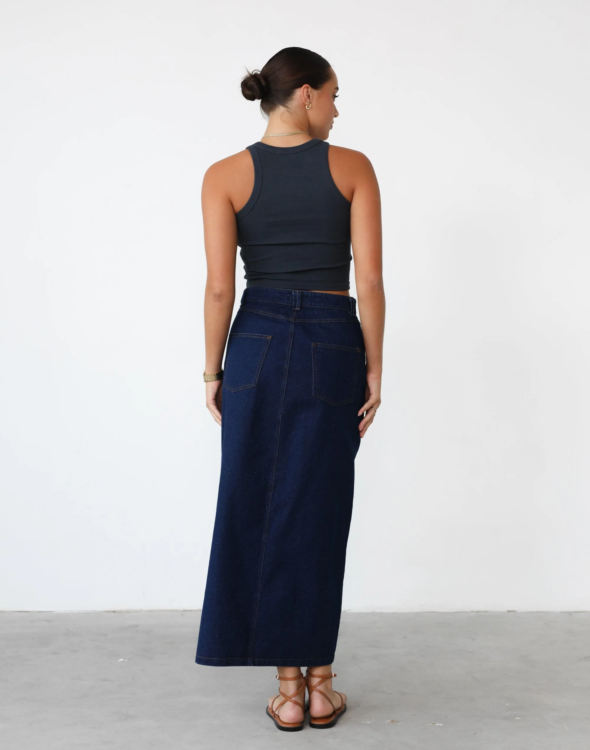 Kristie Denim Maxi Skirt (Dark Denim)