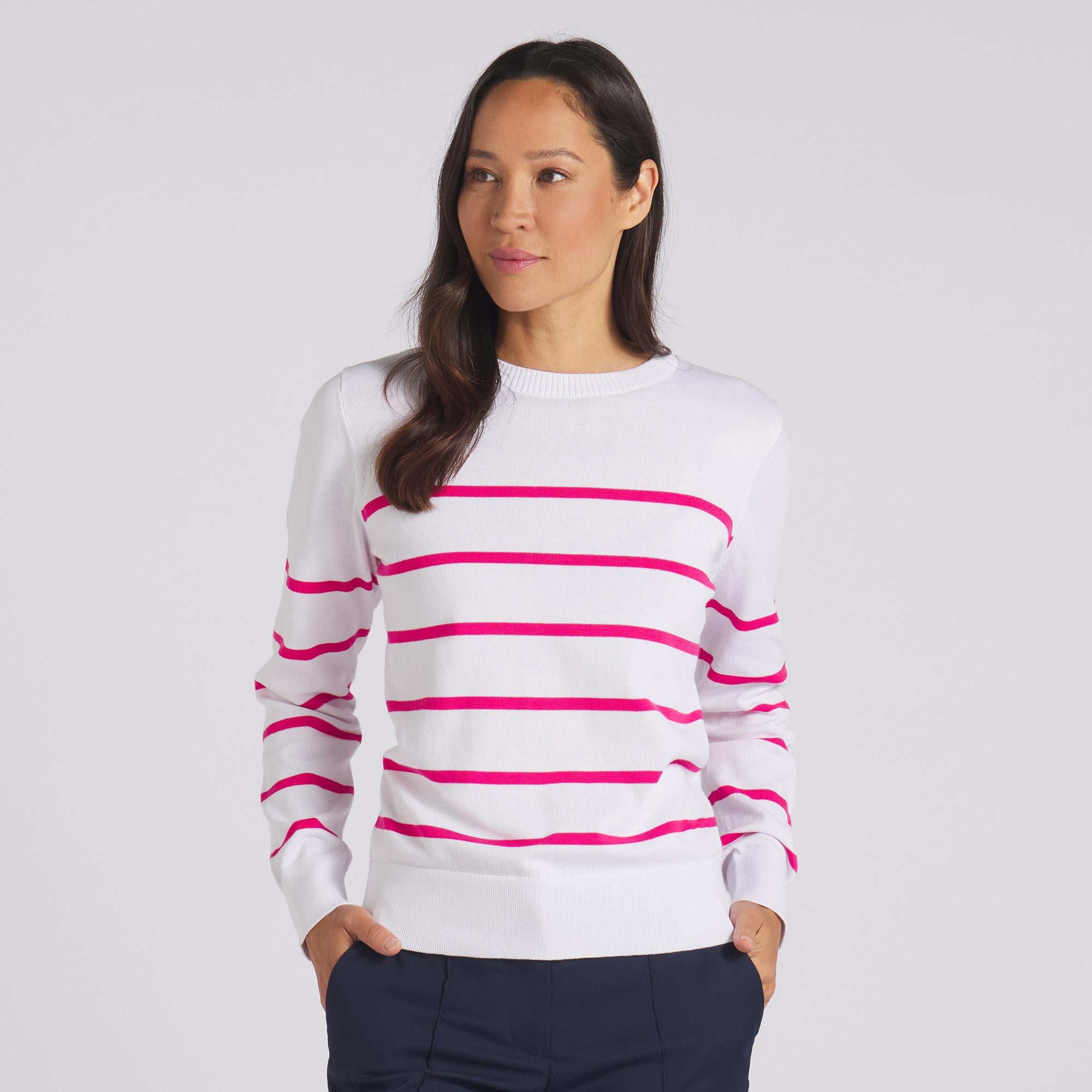 Ladies Puma Resort Crewneck Sweater White/Rose