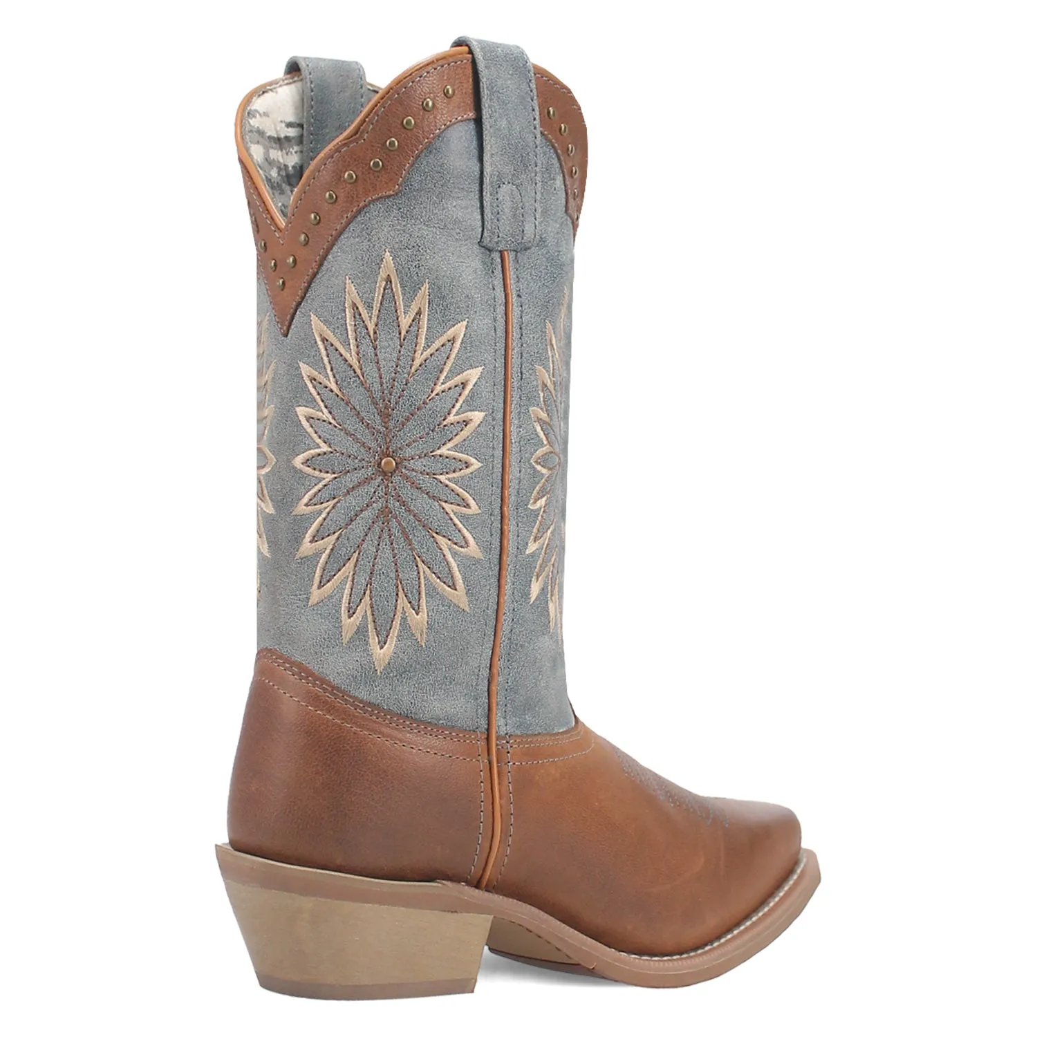 Laredo Womens Arabella Tan/Blue Leather Cowboy Boots