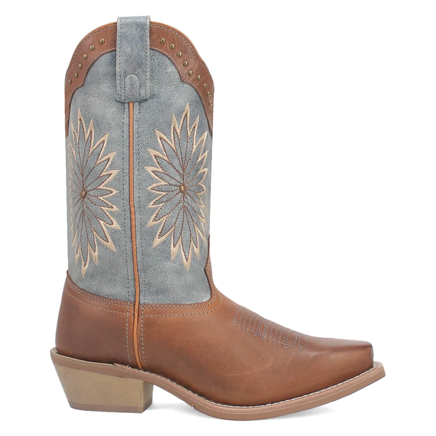 Laredo Womens Arabella Tan/Blue Leather Cowboy Boots