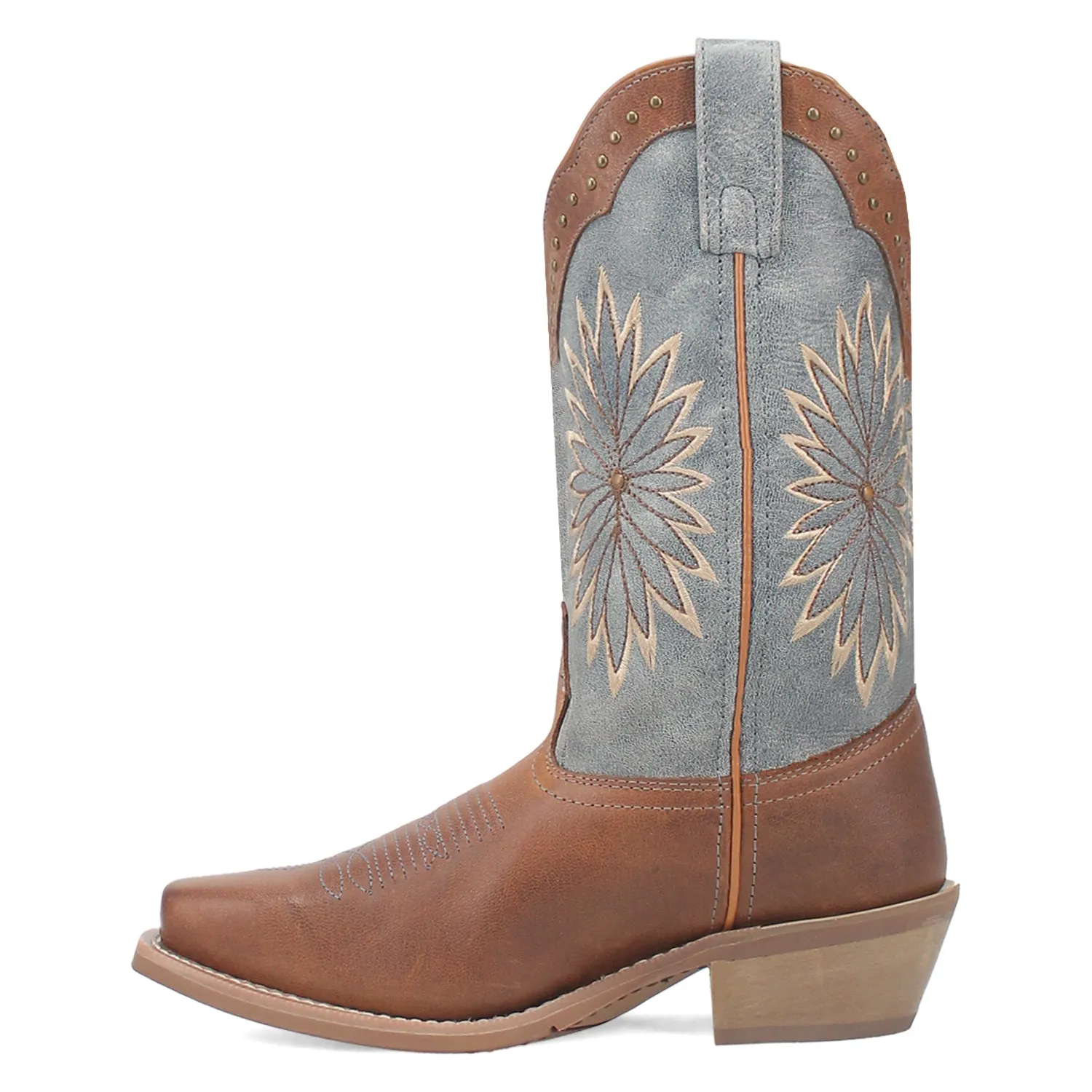 Laredo Womens Arabella Tan/Blue Leather Cowboy Boots