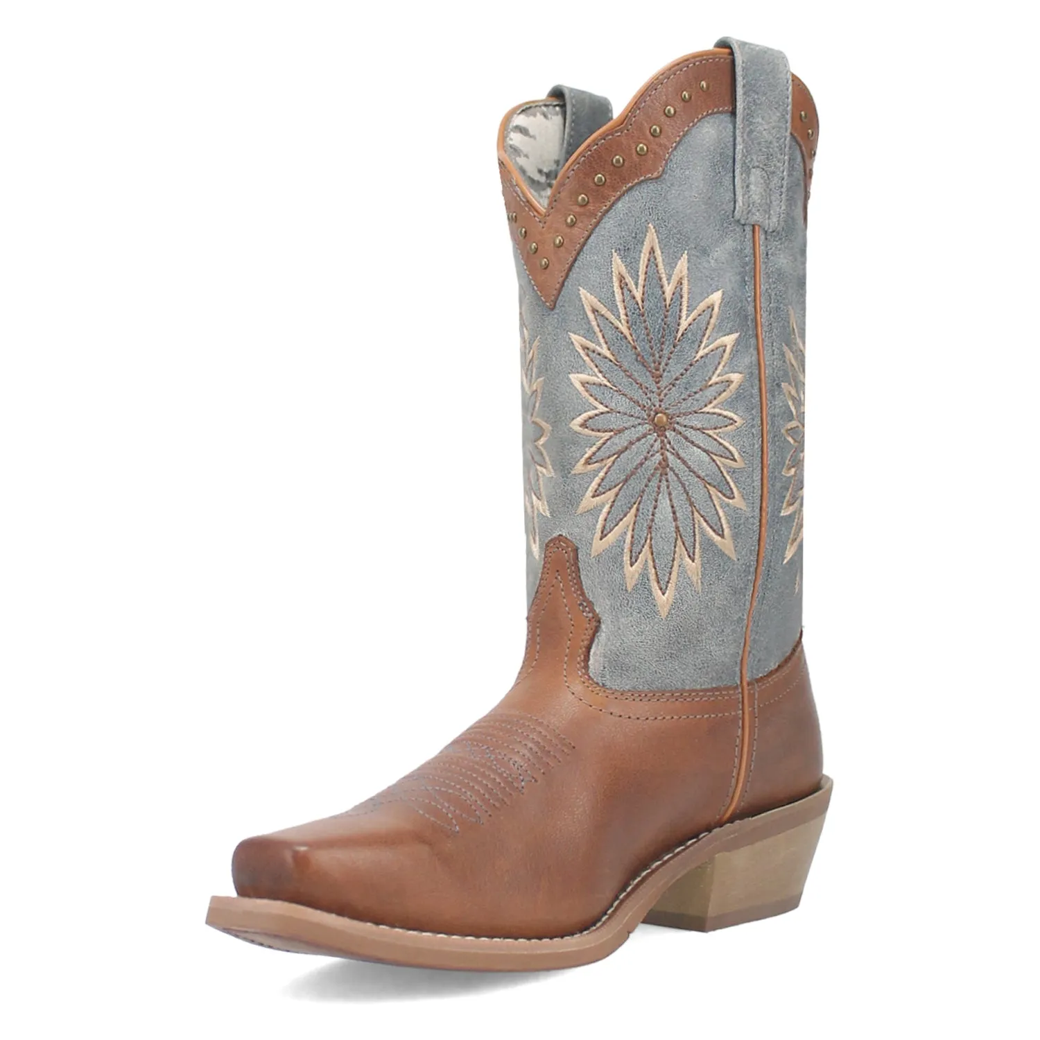 Laredo Womens Arabella Tan/Blue Leather Cowboy Boots