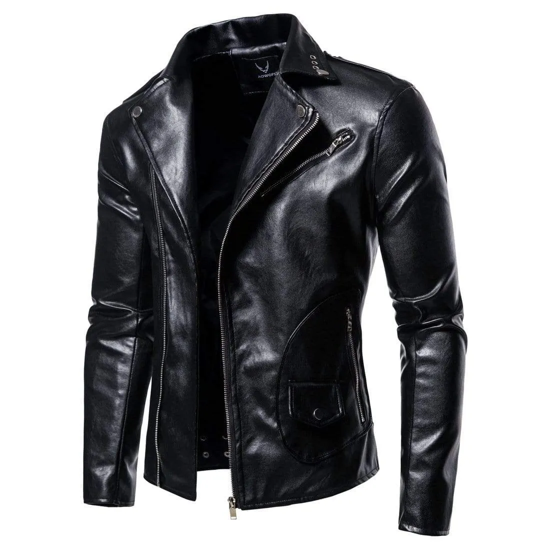 Men's Punk Lapel Front Zip Faux Leather Jackets