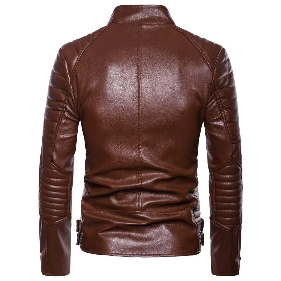 Men's Punk Large Lapel Front Zips Faux Leather Jackets