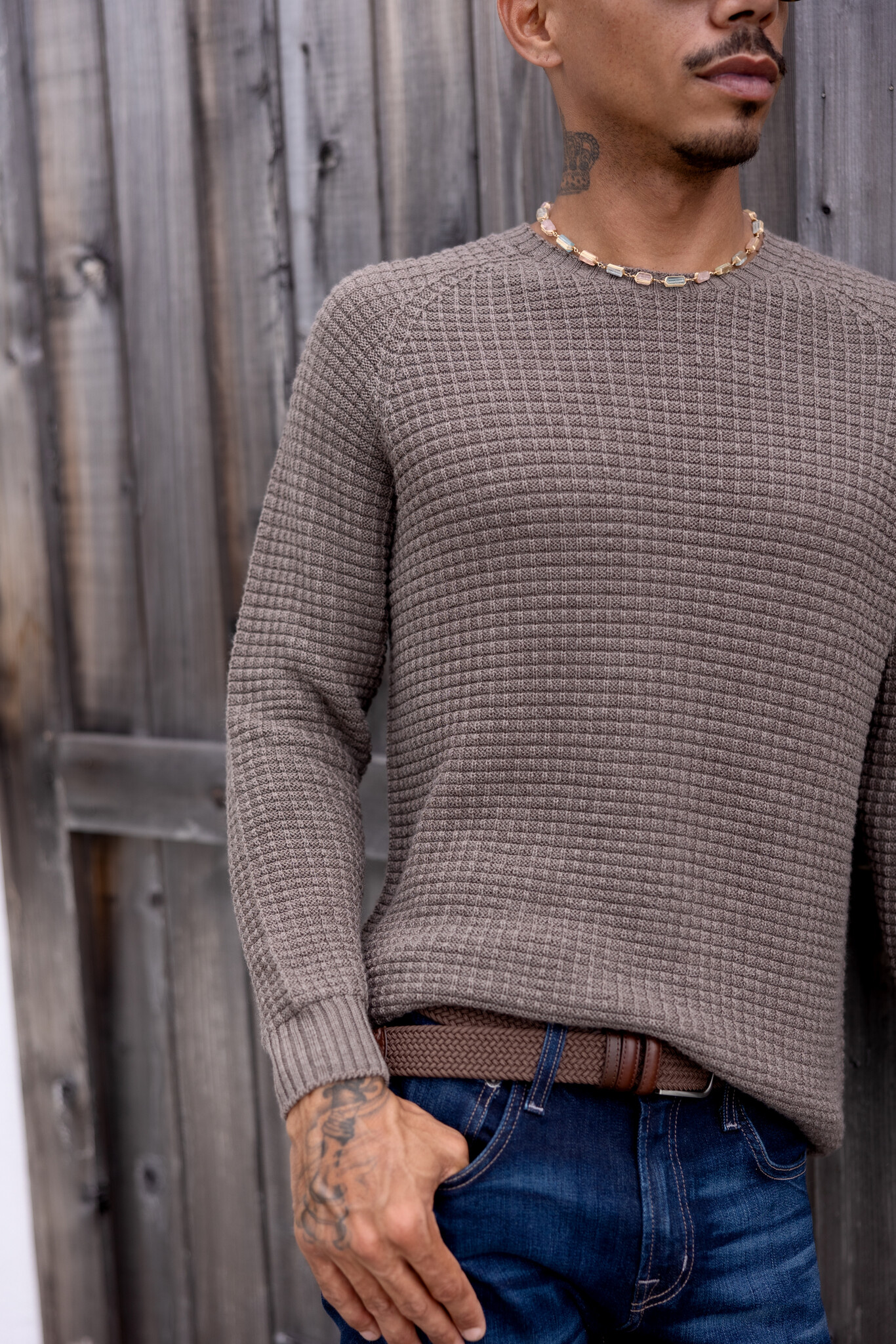 Merino Wool Waffle Knit Sweater