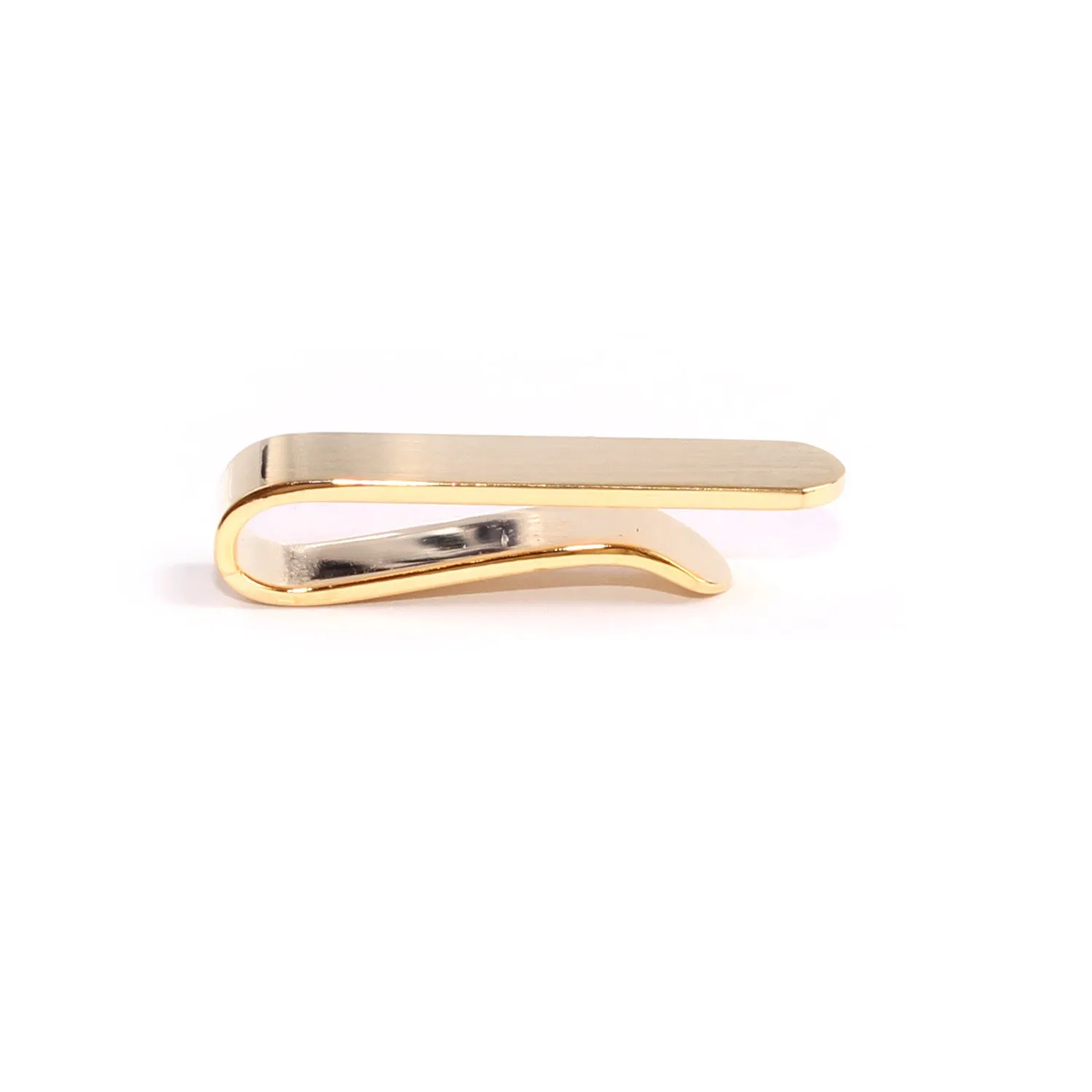 Mini Brushed Gold Round Clasp Skinny Tie Bar