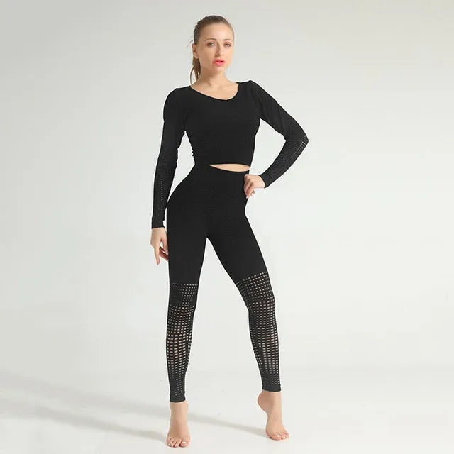 New Women Seamless Sport Suit 2 Piece Set Fitness yoga workout gym