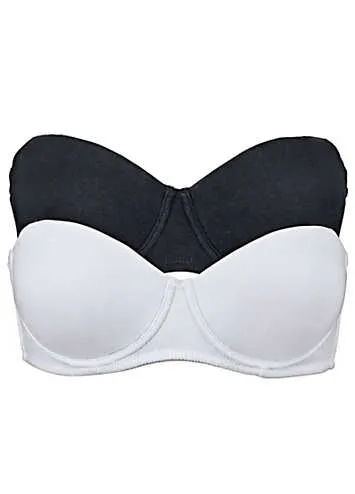 Pack of 2 Underwired Organic Cotton Strapless Bras by bonprix | Look Again