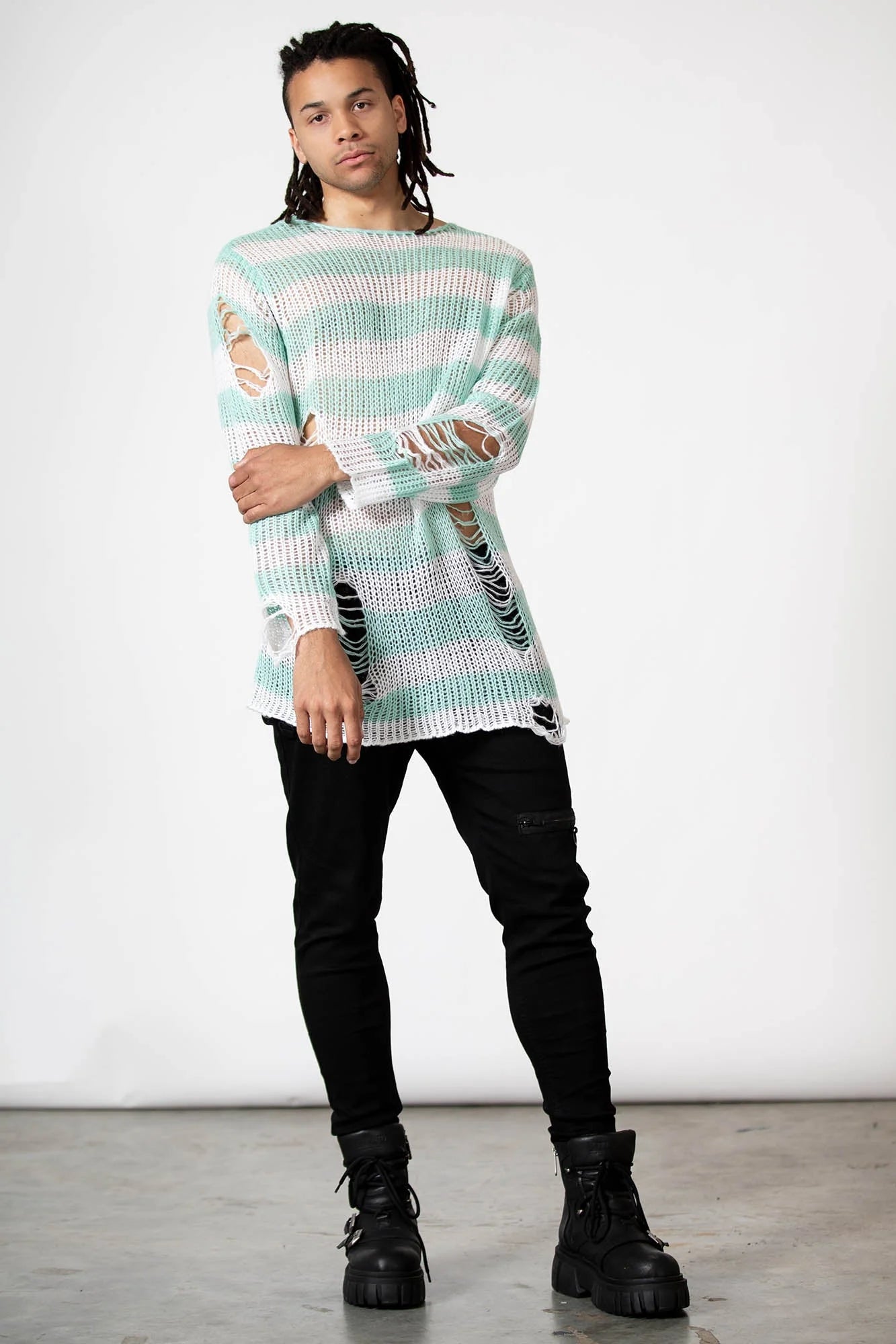 Peppermint Knit Sweater-mint/wt