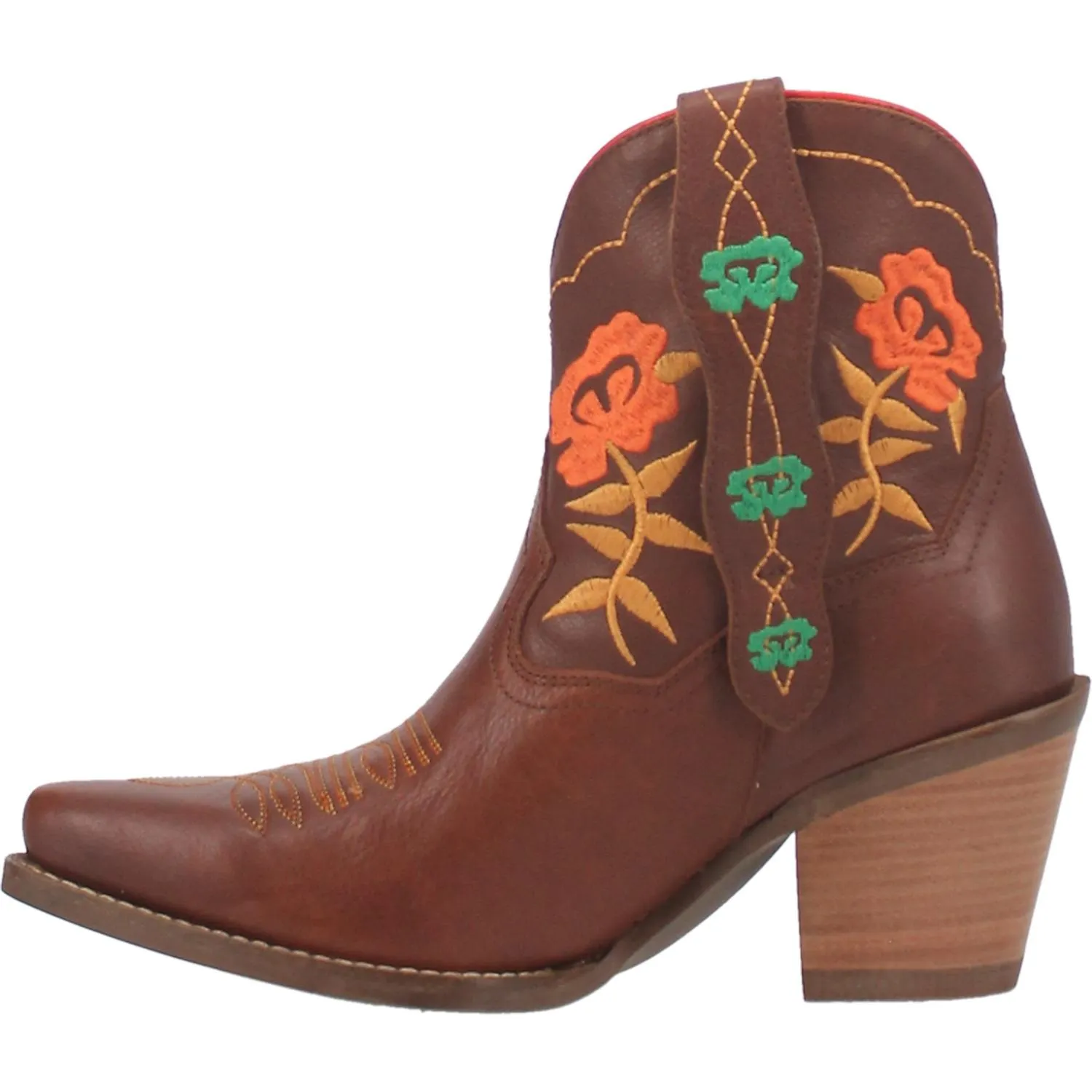 Play Pretty Brown Leather Embroidered Floral Booties (DS)