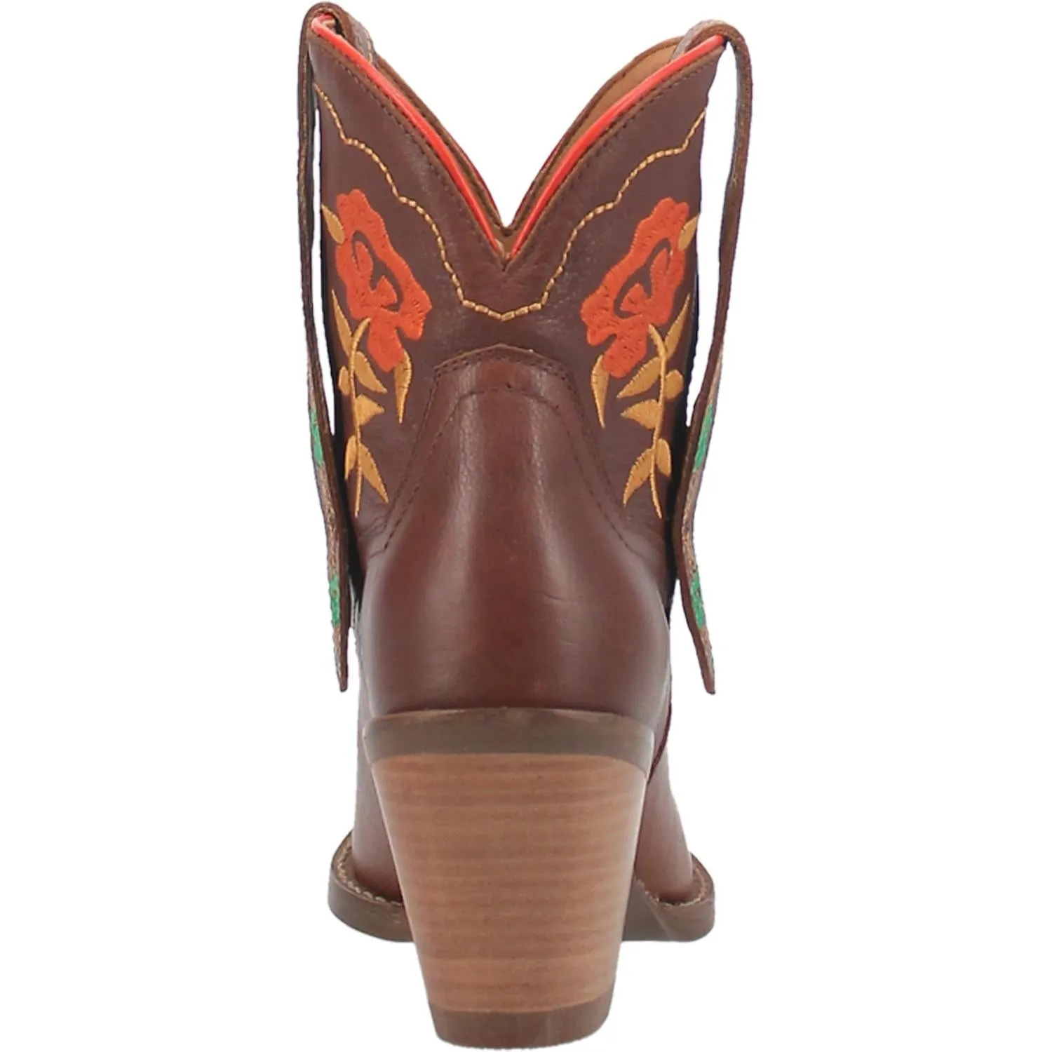 Play Pretty Brown Leather Embroidered Floral Booties (DS)