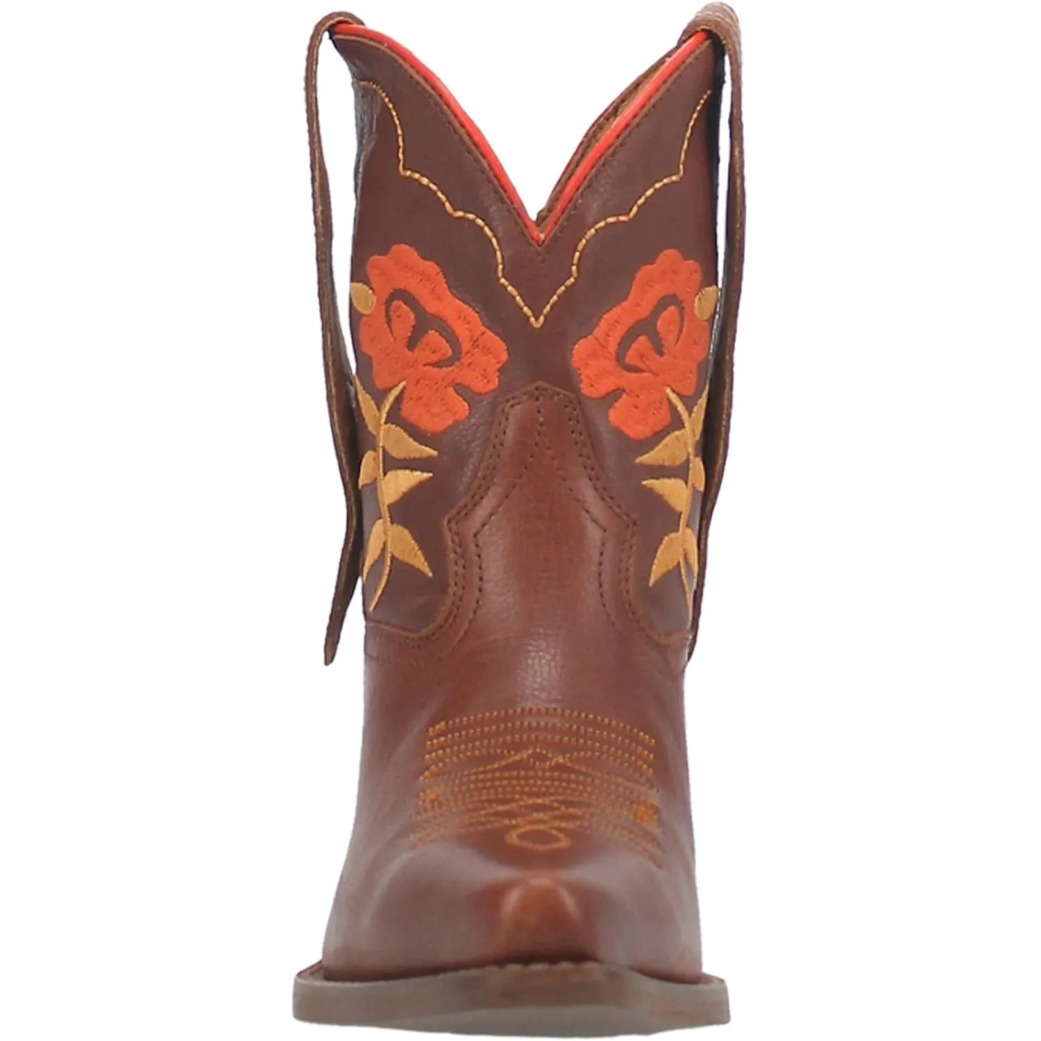 Play Pretty Brown Leather Embroidered Floral Booties (DS)