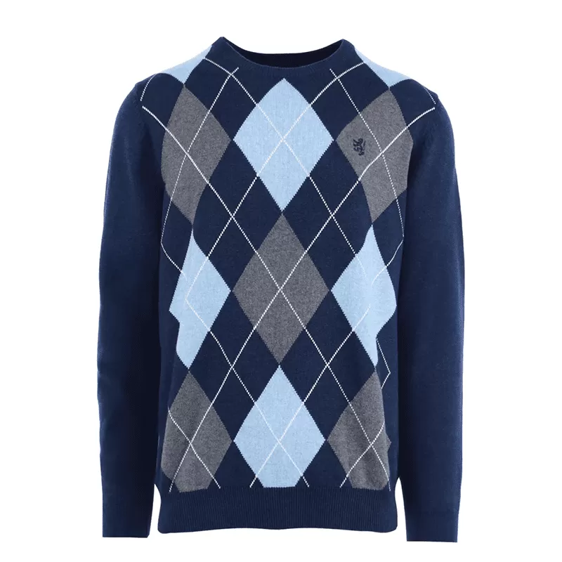 Pringle Mkni1506 Cleo Argyle Crewneck Sweater Navy