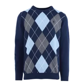 Pringle Mkni1506 Cleo Argyle Crewneck Sweater Navy