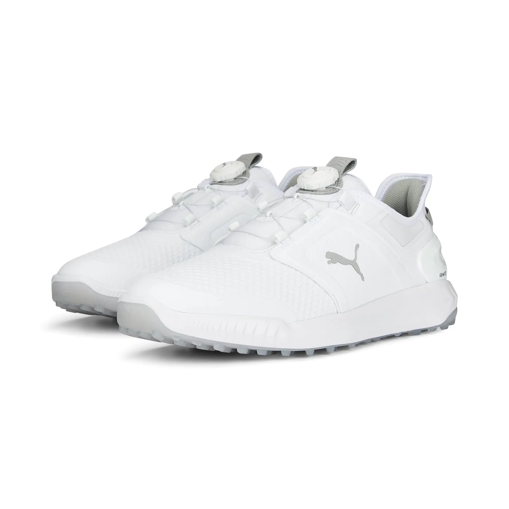 Puma Men's Ignite Elevate Disc Spikeless Golf Shoes - White/Silver