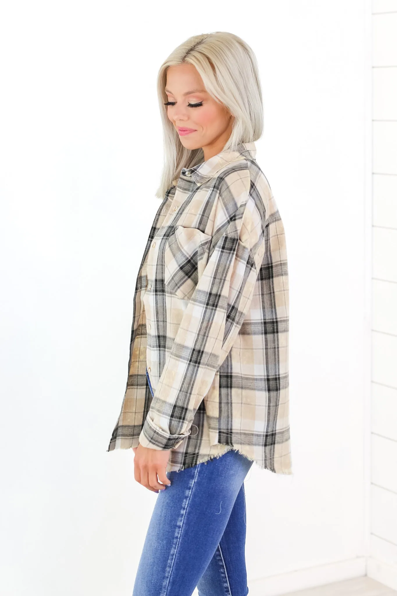 Remington Plaid Button Top