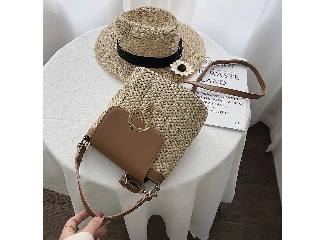 Small Straw Bucket Bags For Women 2020 Summer Crossbody Bags Lady Travel Purses and Handbags Female Shoulder Messenger Bag|Shoul