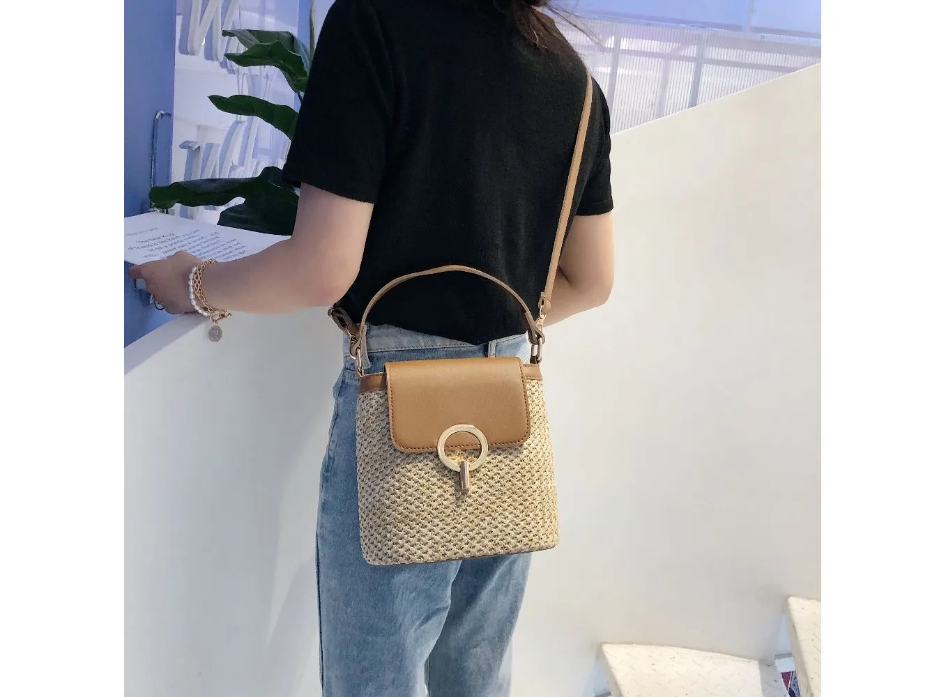 Small Straw Bucket Bags For Women 2020 Summer Crossbody Bags Lady Travel Purses and Handbags Female Shoulder Messenger Bag|Shoul