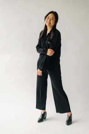 The Venus Crinkle Straight Leg Pants in Black