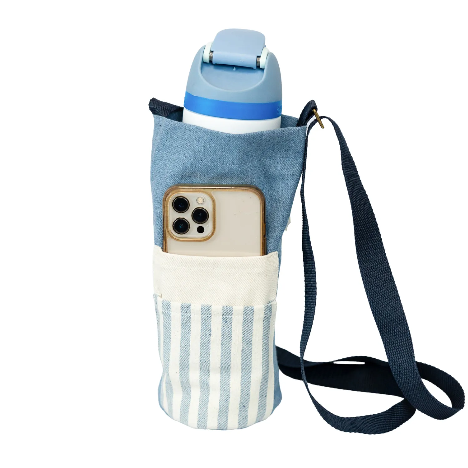 Upcycled Denim Water Bottle Holder Bag