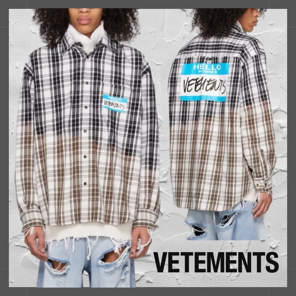 VETEMENTS  |Other Plaid Patterns Street Style Long Sleeves Cotton Logo