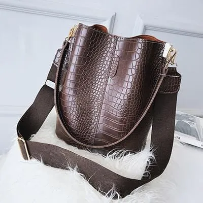 Vintage leather Stone Pattern Crossbody Bags For Women 2020 New Shoulder Bag Fashion Handbags and Purses Zipper Bucket Bags